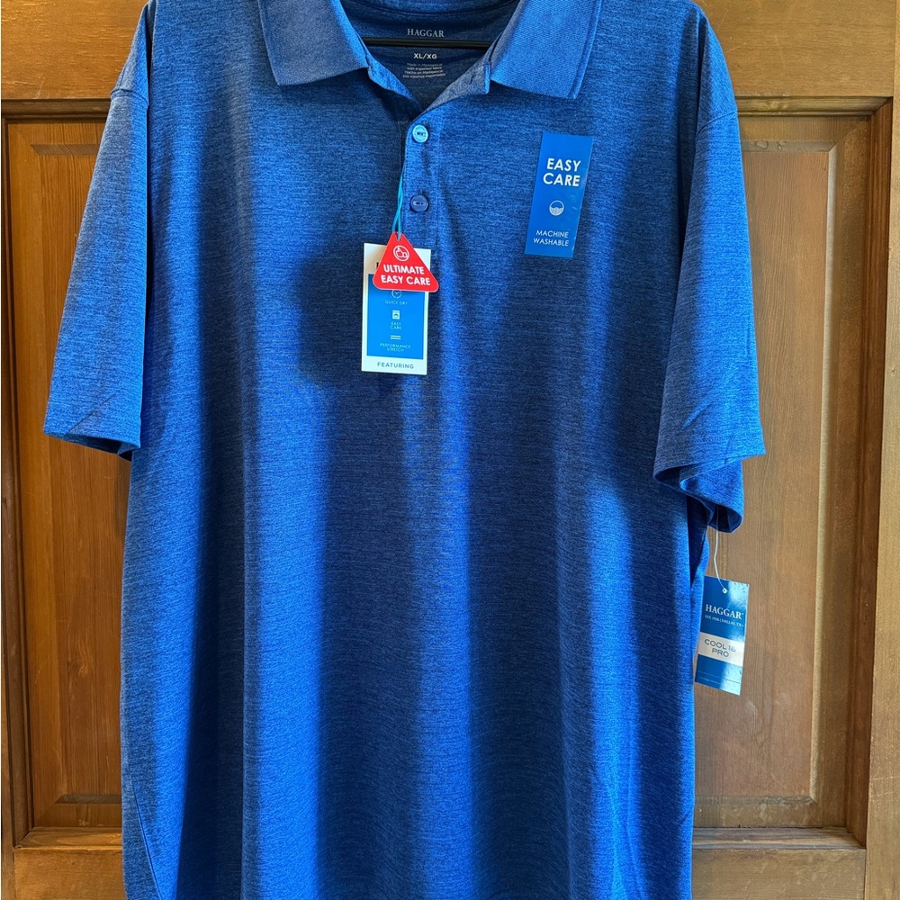 Haggar Men's Performance Polo in Royal Blue